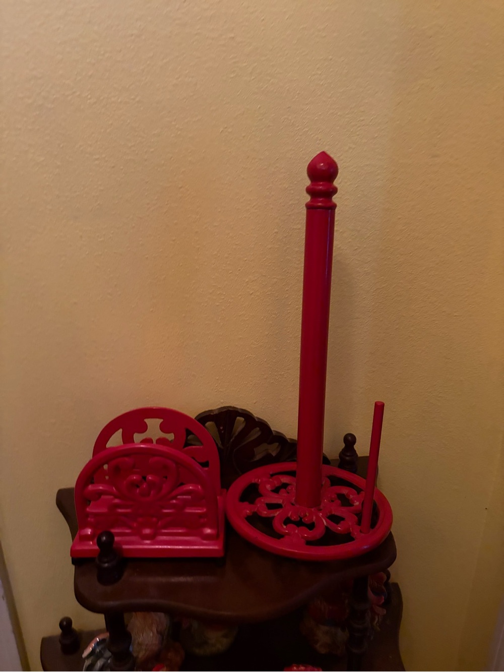 Red Cast Iron Paper Towel Holder & Napkin Holder Set - Picture 3 of 3